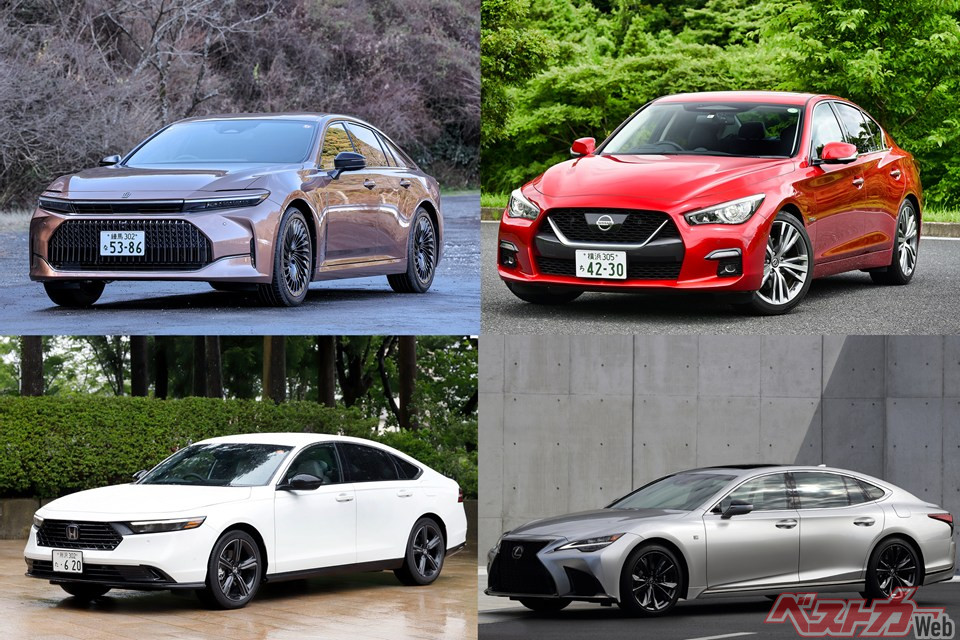 日本系メーカーのラインアップでセダンは現状せいぜい1車種。トヨタやレクサスが複数車種を展開しているにとどまる