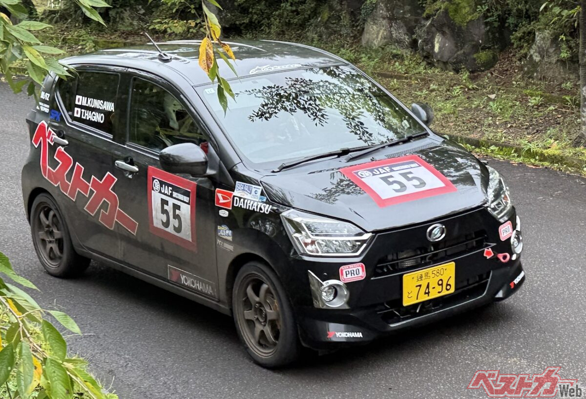 全日本ラリーでジャイキリだ～　国沢ミライースがセミウェットで爆走　ヤリスを凌ぐ速さを見せた！！