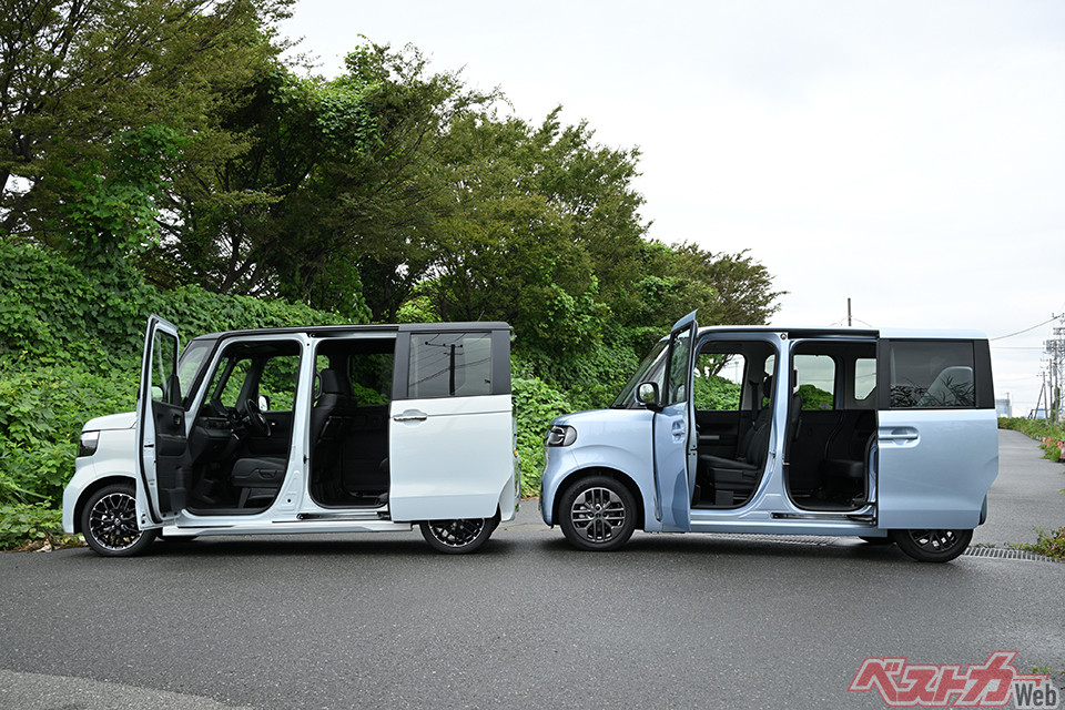 軽自動車という車体サイズ枠があるため、両車のプロポーションはほぼ同じ。ホイールベースも両車2520mmで同寸だ