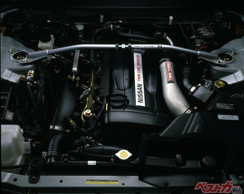 R32からR34GT-Rまで搭載されたRB26DETT(写真はR33)