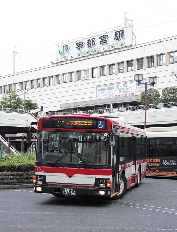 JR宇都宮駅の西口では14・15番乗り場を使用。宇都宮東武と真岡・益子・卸団地・岡本駅方面を結ぶ路線が発着している