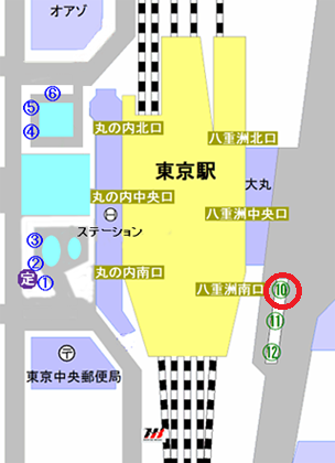 東京駅八重洲南口のバス停位置