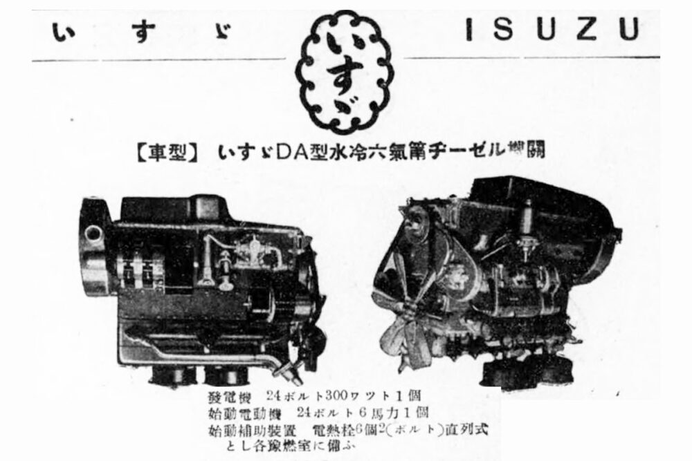 1940年代のカタログに掲載されている、いすゞ製ディーゼルエンジン（『自動車総覧2600』より）