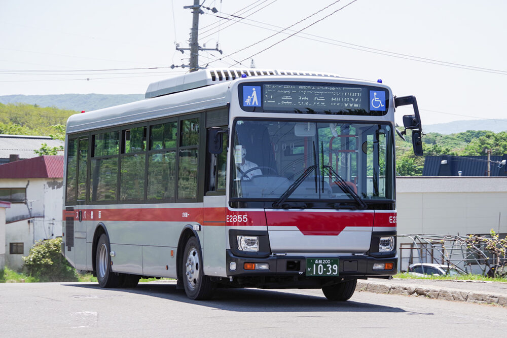 中型路線車で運行されていた木古内駅前→江差病院前行き632系統