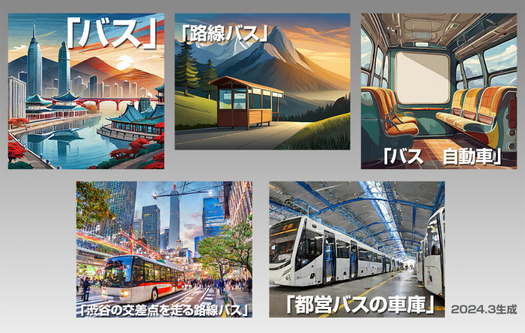 2024年3月に生成した、バスにまつわる各お題の結果
