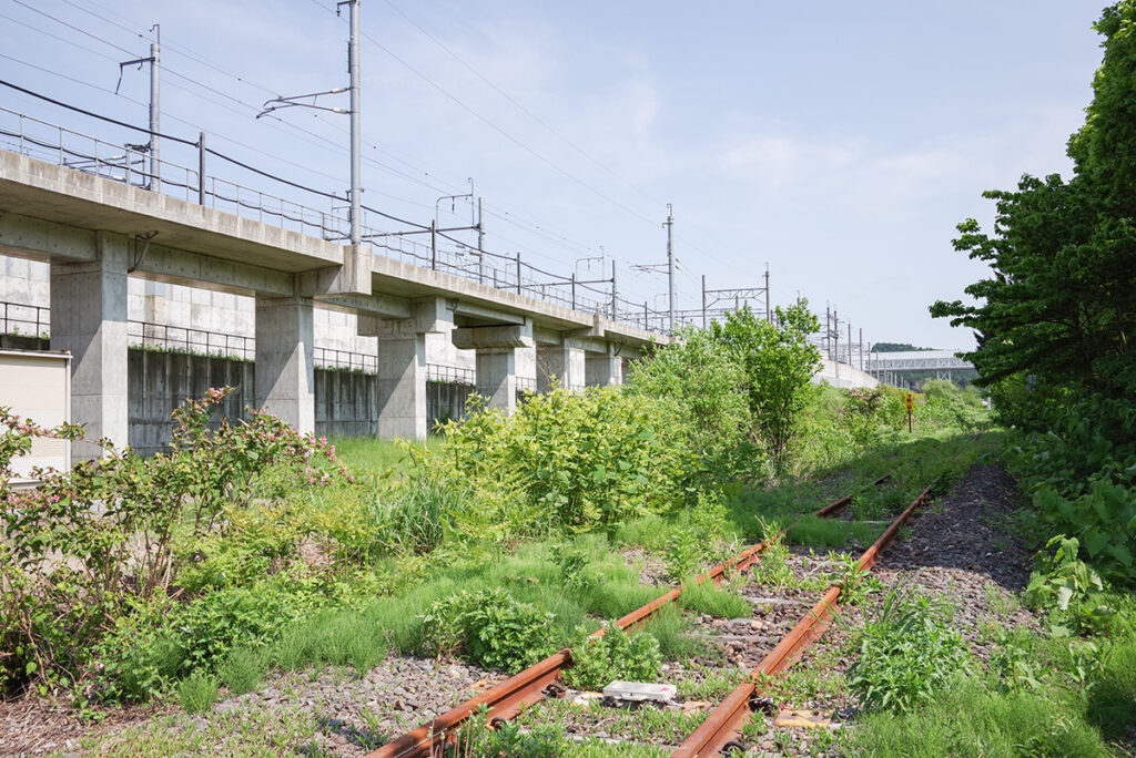 手前の線路は津軽線。2022年から不通が続いてレールがすっかり赤くサビているものの、書類の上では2027年まで現役を通すハズ