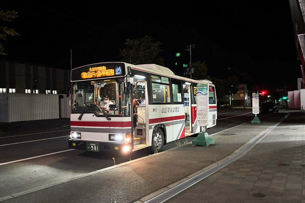 滝川でバスを乗り換え、途中の砂川市立病院で下車して1日目が終了