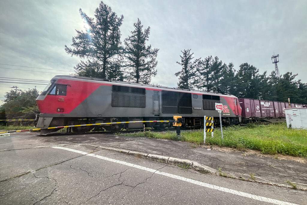 バスと列車、少ない本数同士で踏切待ちに当たるブルズアイな瞬間