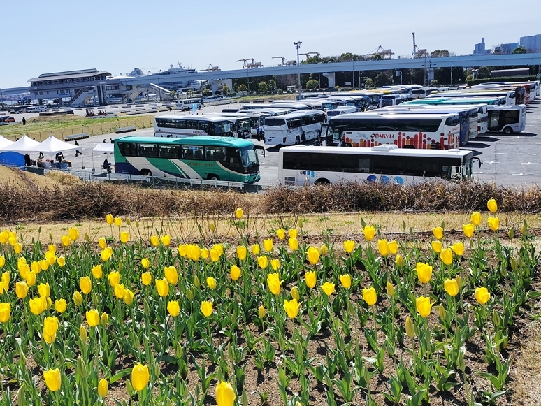 貸切車やダブルデッカーや路線車まで集結した台場の会場