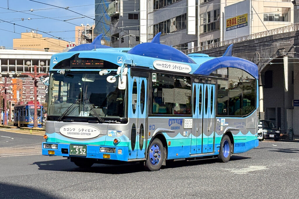 背ビレの付いた大胆な飾りのシティビュー車両もある
