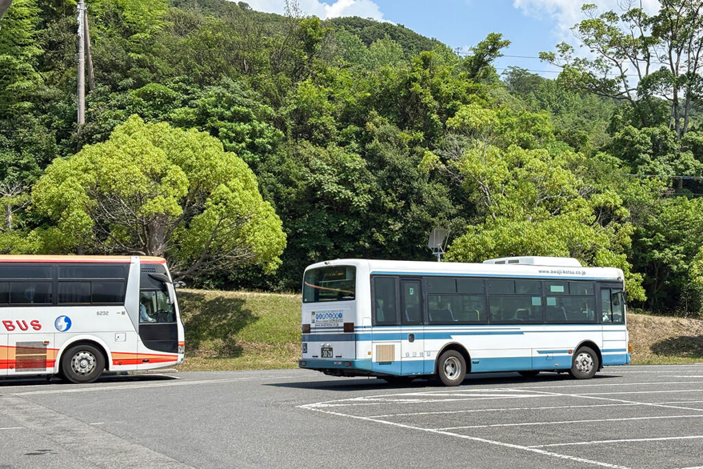 島内の南側で淡路交通の一般路線バスが広く展開している