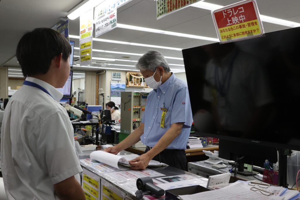 模擬運行を終えたら模擬到着点呼をして運行は終了する