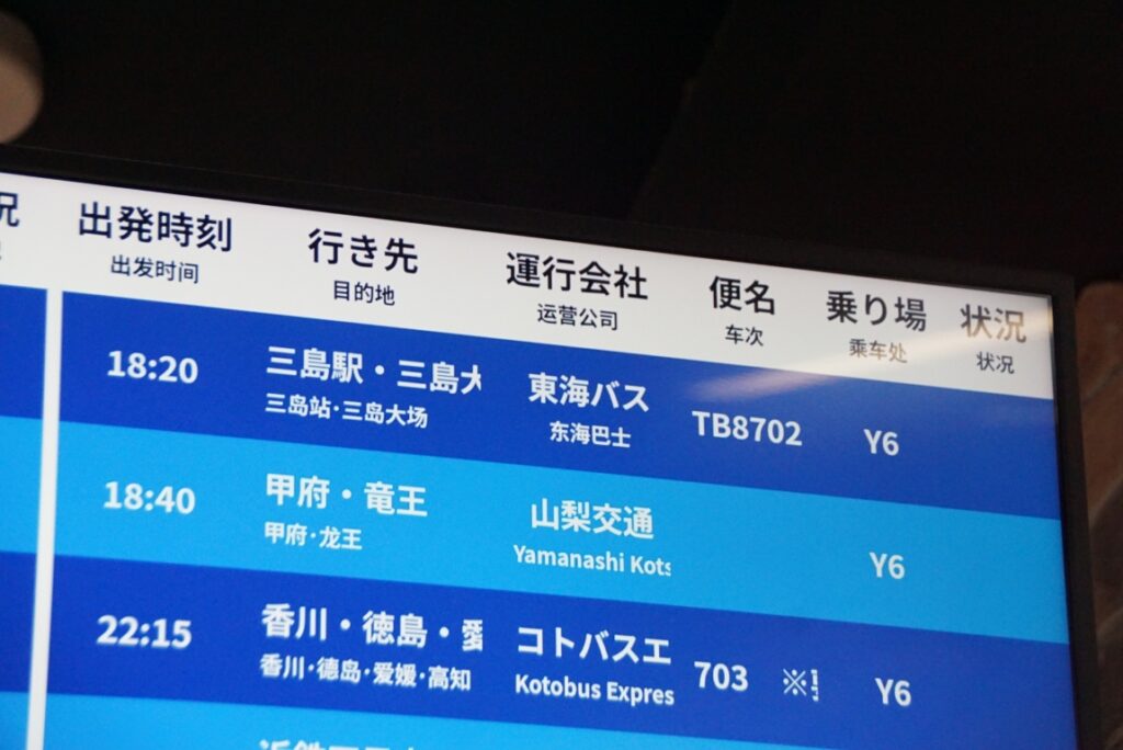 多くの高速バスが発着するYCAT