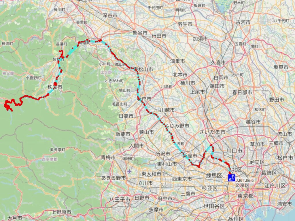 当日のリアルな往復行程の軌跡