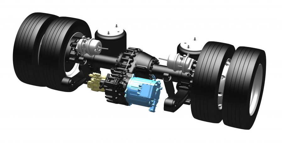 ロールのアクシアルは車載トレーラ用の電動車軸。トレーラ単体でハイブリッド車のようなアシスト、蓄電が可能で燃費向上に寄与する