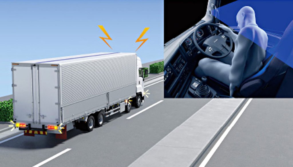 ドライバーモニターの警告機能に、自動ブレーキの機能を追加したギガのEDSS