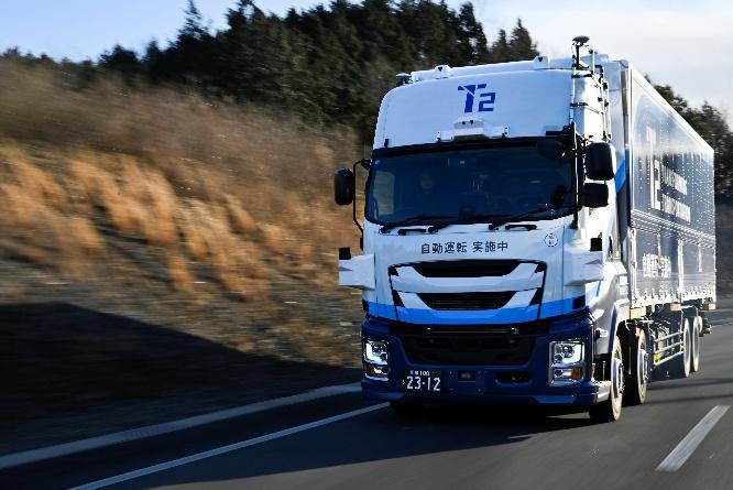 T2の自動運転トラック。現在はレベル2相当の自動運転で実証を行なっている