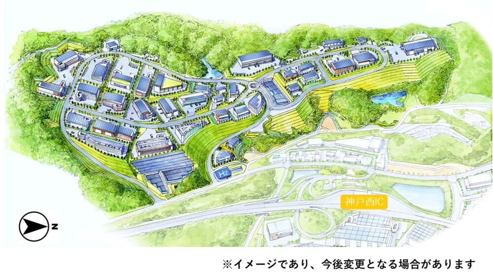 神戸市が整備を進める「（仮称）神戸複合産業団地南地区産業団地」のイメージ