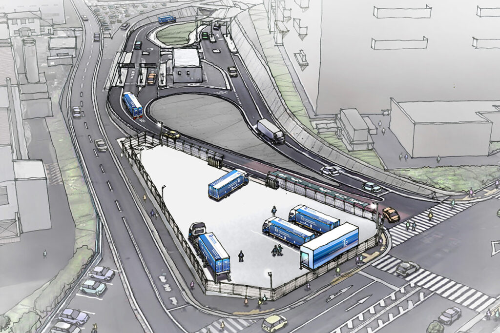 綾瀬スマートICそばに設置されるT2切替拠点の完成予想図