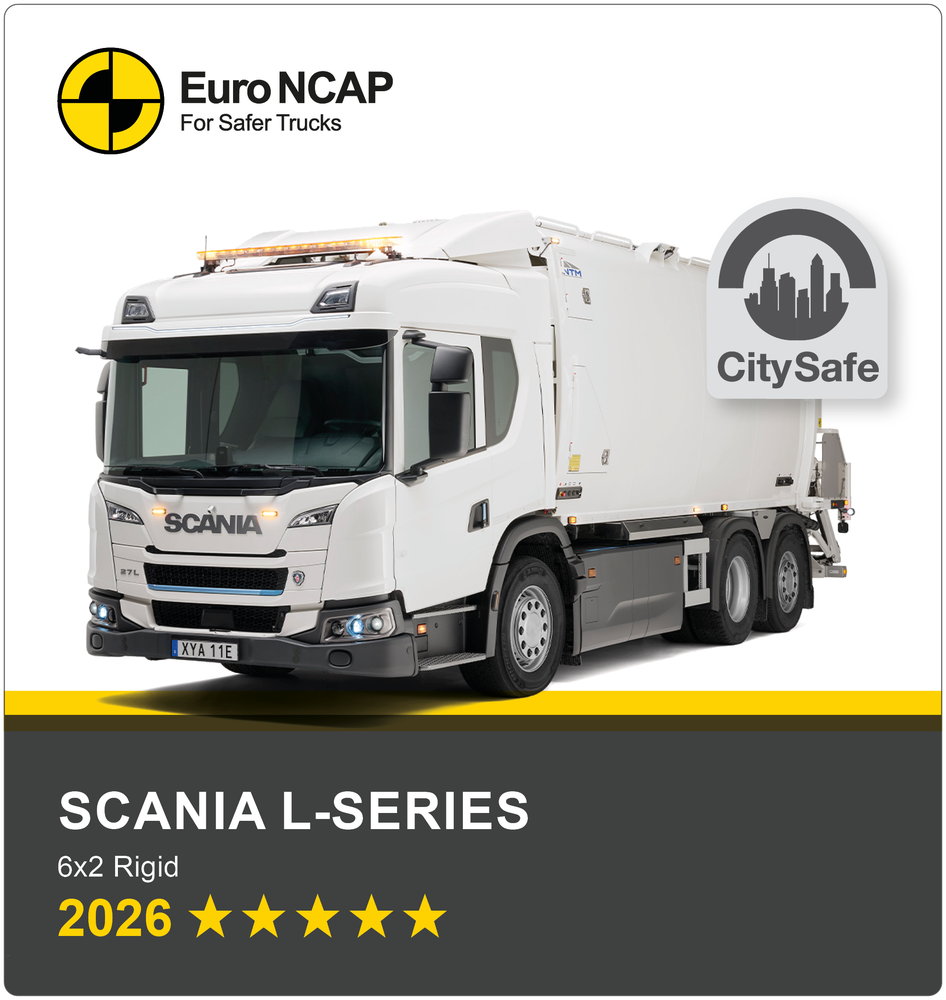 スカニアの電動ユーティリティトラックに最高評価! 「ユーロNCAP」が第3回目の大型トラック安全性評価を公表!!