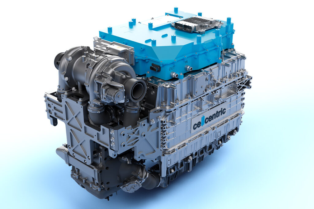 セルセントリックが開発中の「次世代FCシステム」。前回に続いてパネルのみの展示となった（写真：セルセントリック）