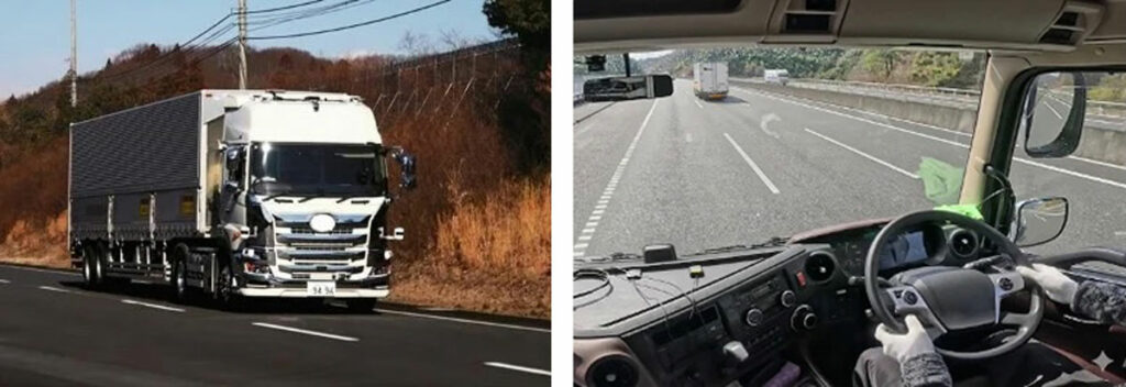 走行中の自動運転セミトレーラ。豊田通商、大塚倉庫、西濃運輸、福山通運とのコーソシアムで用いられている車両